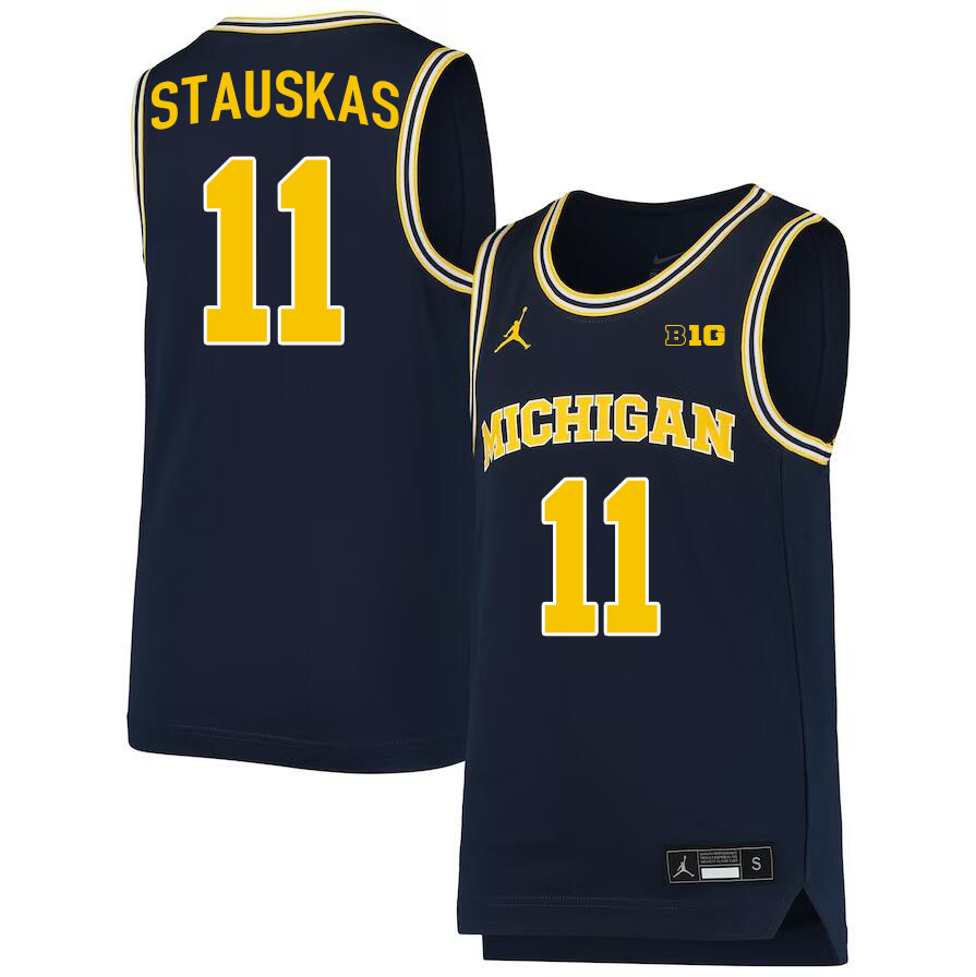 Michigan Wolverines #11 Nik Stauskas College Basketball Jerseys Stitched Sale-Navy